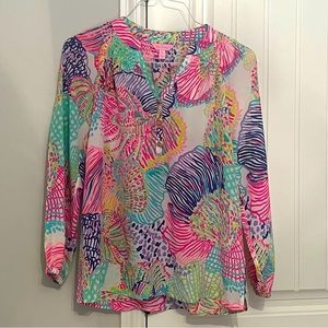 EUC Lilly Pulitzer Elsa Silk Blouse Size XS